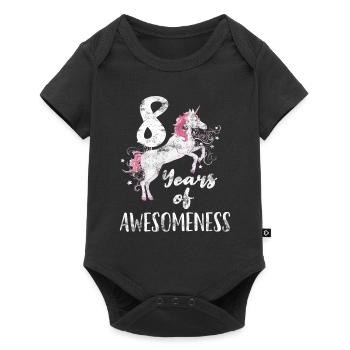 I am 8 years daughter children birthday 8 - Baby Premium short-sleeve bodysuit - black - Front