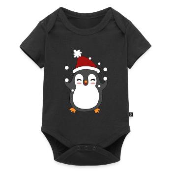 Pinguin Weihnachten Schnee Winter Geschenk - Baby Premium Kurzarmbody - Schwarz - Vorne