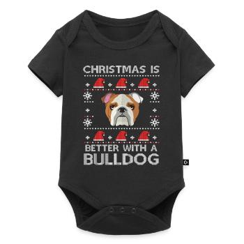 Christmas is better with a bulldog ugly christmas - Baby Premium short-sleeve bodysuit - black - Front