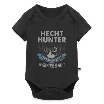 Angeln Angler Hecht Geschenk - Baby Premium Kurzarmbody - Schwarz - Vorne