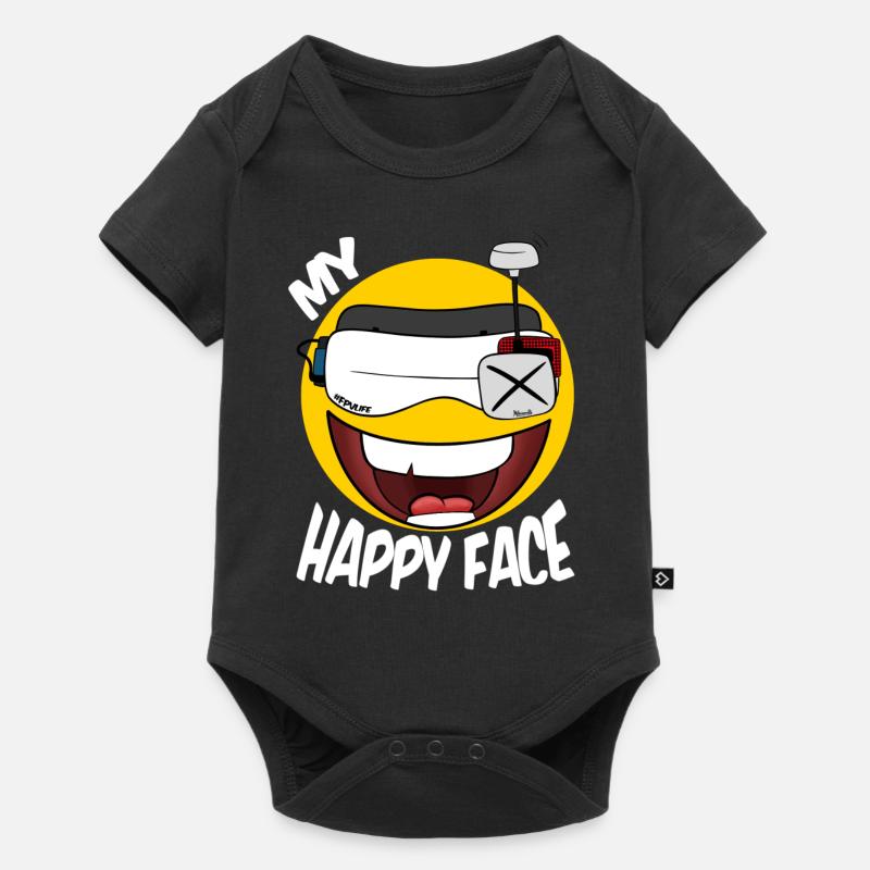 FPV DRONE MY HAPPY FACE - Body Premium a maniche corte per neonati - nero