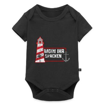 Moin Ihr Spacken Leuchtturm Plattdeutsch - Baby Premium Kurzarmbody - Schwarz - Vorne