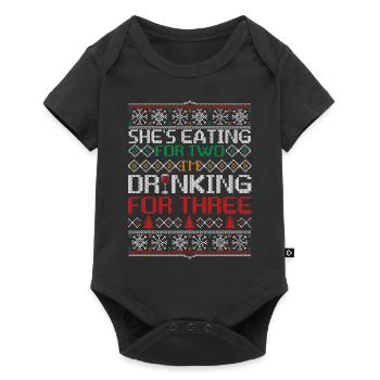 She's Eating For Two Drinking For Three Funny - Baby Premium Kurzarmbody - Schwarz - Vorne