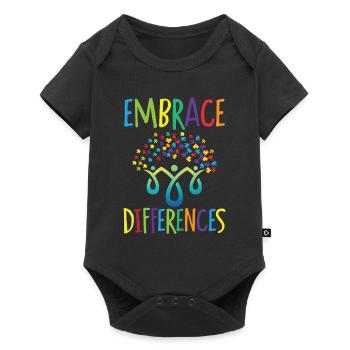 Embrace differences Autisme Handicap Compréhension - Body à manches courtes Premium Bébé - noir - Devant