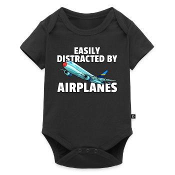 Airplane Pilot Pilot Fly Flight - Baby Premium short-sleeve bodysuit - black - Front