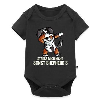 Australian Shepherd Geschenk Lustig - Baby Premium Kurzarmbody - Schwarz - Vorne