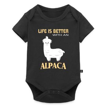 Alpacas, Life is better with an alpaca - Baby Premium Kurzarmbody - Schwarz - Vorne