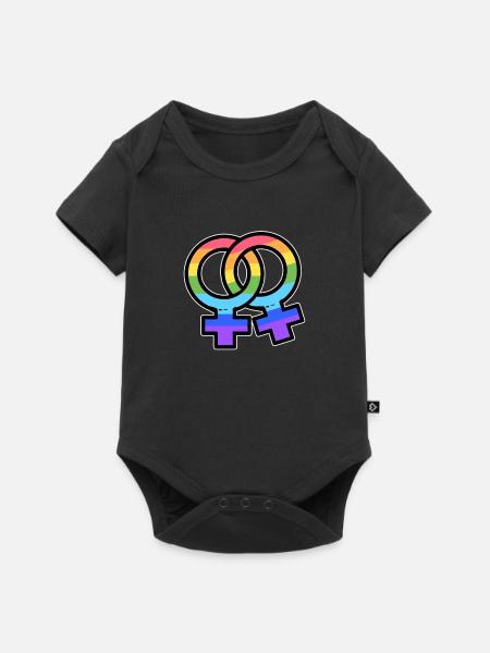 LGBT Flagge Lesbenstolz - Baby Premium Kurzarmbody - Schwarz
