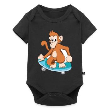 Skating monkey chimpanzee - Baby Premium short-sleeve bodysuit - black - Front