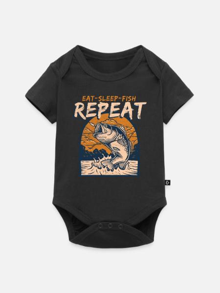 Fischen - Baby Premium Kurzarmbody - Schwarz