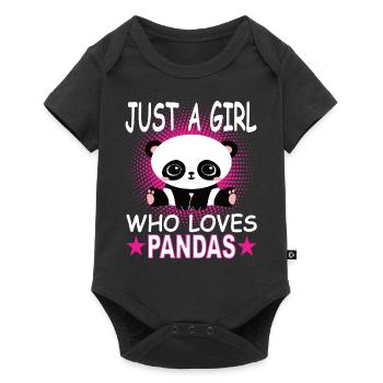 Panda - Baby Premium Kurzarmbody - Schwarz - Vorne