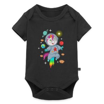 Licorne astronaute de super-héros dans la licorne de l'espace - Body à manches courtes Premium Bébé - noir - Devant