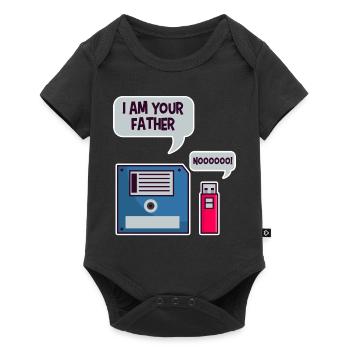 USB Floppy Disk Geek Shirt Computer Nerd lustig - Baby Premium Kurzarmbody - Schwarz - Vorne
