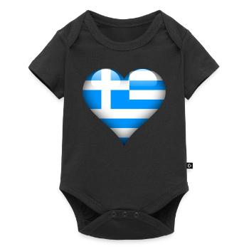 Drapeau de la Grèce coeur grec - Body à manches courtes Premium Bébé - noir - Devant