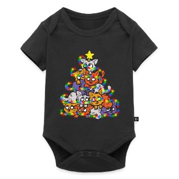 MEOWY CHRISTMAS Katzen Tannenbaum Christbaum - Baby Premium Kurzarmbody - Schwarz - Vorne