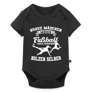Frauenfußball Mädchen Fussball Geschenkidee - Baby Premium Kurzarmbody - Schwarz - Vorne