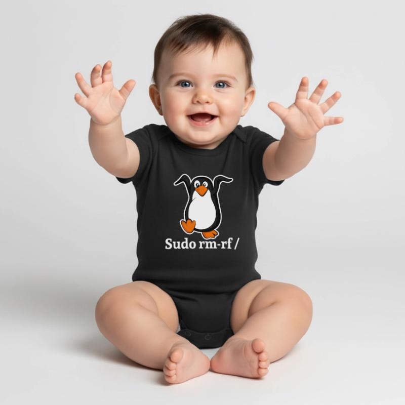 Tux Linux Pingouin Sudo Rm Rf | Computerfreak Hack Body à manches courtes Premium Bébé