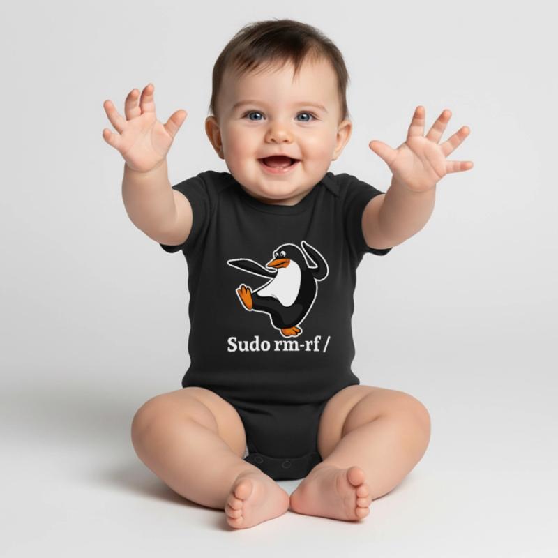 Tux Linux Penguin Sudo Rm Rf | Computer Geek Hack Baby Premium short-sleeve bodysuit