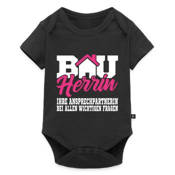 Bauherrin Shirt Geschenk für Bauherrin Hausbau - Baby Premium Kurzarmbody - Schwarz - Vorne