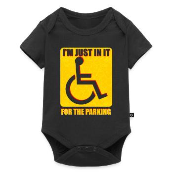 Rollstuhl Rollstuhlfahrer Behinderung Geschenk - Baby Premium Kurzarmbody - Schwarz - Vorne