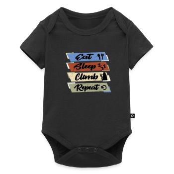 Eat Sleep Climb Repeat Essen Klettern Schlafen - Baby Premium Kurzarmbody - Schwarz - Vorne