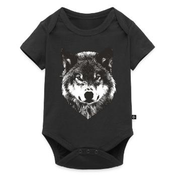 Wolf Face - Baby Premium Kurzarmbody - Schwarz - Vorne