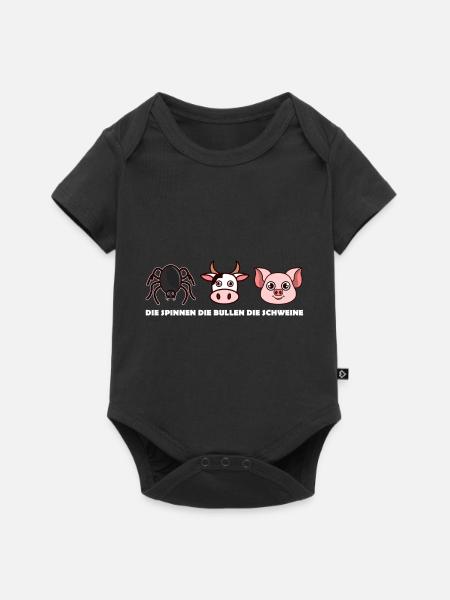 Die Spinnen die Bullen die Schweine lustig - Baby Premium Kurzarmbody - Schwarz