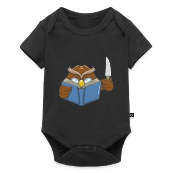 Lesen Eule Buchfans Lieblings Hobby Geschenk - Baby Premium Kurzarmbody - Schwarz - Vorne