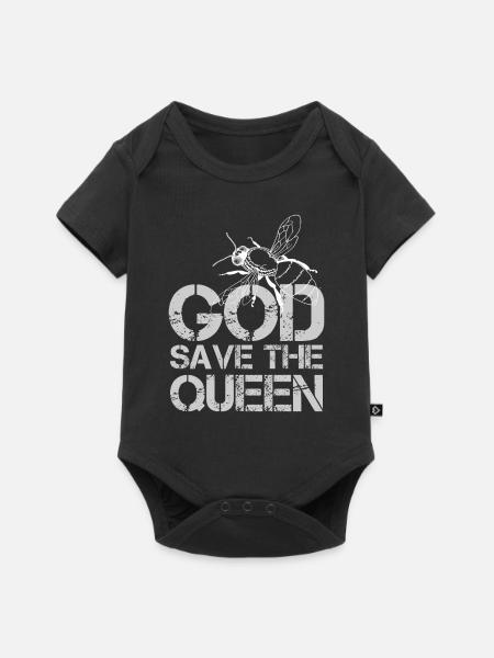 God Save the Queen - Bienen Design - Baby Premium Kurzarmbody - Schwarz