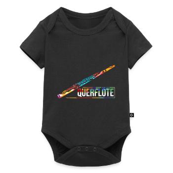 Querflöte Instrument Flöte - Baby Premium Kurzarmbody - Schwarz - Vorne