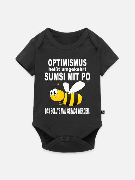 Optimismus Sumsi Mit po Lustige Sprüche Biene - Baby Premium Kurzarmbody - Schwarz