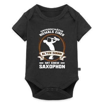 Saxophon Alter Mann - Baby Premium Kurzarmbody - Schwarz - Vorne