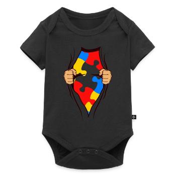 Cadeau AUTISM SUPERHELD pour autiste - Body à manches courtes Premium Bébé - noir - Devant