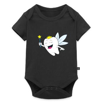 Fairy - Happy tooth fairy with crown and magic wand - Baby Premium short-sleeve bodysuit - black - Front