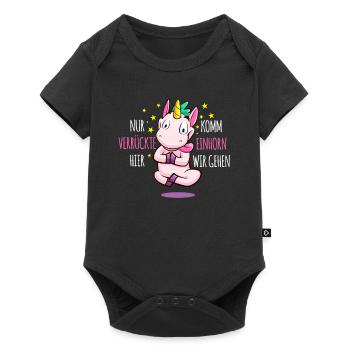Nur Verrückte Hier Einhorn Humor - Baby Premium Kurzarmbody - Schwarz - Vorne