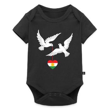 Kurdistan design Kurdish flag with two doves - Baby Premium short-sleeve bodysuit - black - Front