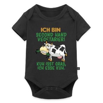 SECOND HAND VEGETARIER FLEISCHESSER HUMOR - Baby Premium Kurzarmbody - Schwarz - Vorne