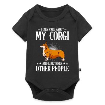 Welsh Corgi - Baby Premium Kurzarmbody - Schwarz - Vorne