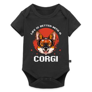Welsh Corgi - Baby Premium Kurzarmbody - Schwarz - Vorne