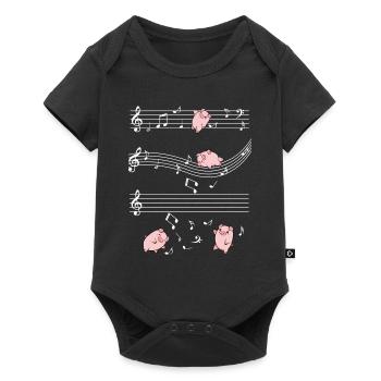Music Pigs Music Notes Sweet Piglet Gift - Baby Premium short-sleeve bodysuit - black - Front