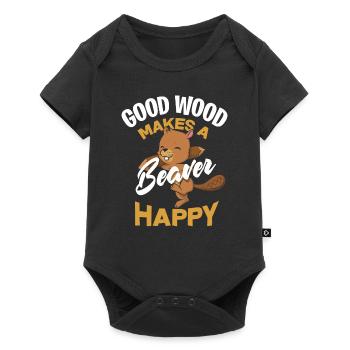 Beaver happy - Baby Premium short-sleeve bodysuit - black - Front