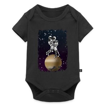 ASTRONAUT LOVE Weltraum Valentinstag - Baby Premium Kurzarmbody - Schwarz - Vorne