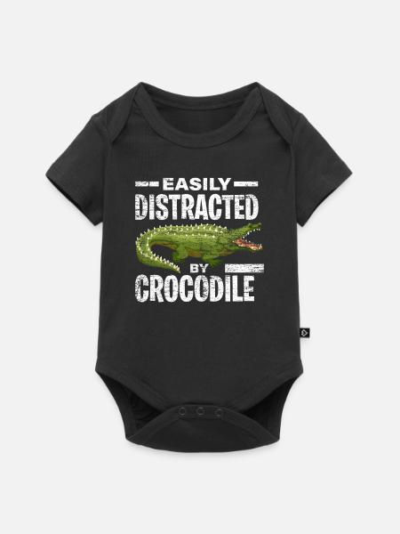 Krokodil Raubtier - Baby Premium Kurzarmbody - Schwarz