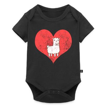 cute llama heart - Baby Premium short-sleeve bodysuit - black - Front