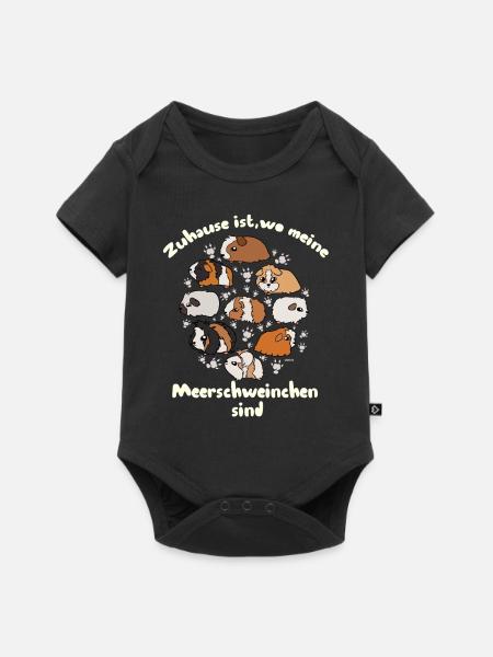 Zuhause ist wo meine Meerschweinchen - Baby Premium Kurzarmbody - Schwarz