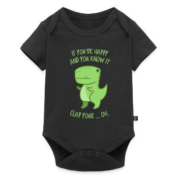 Tyrannosaurus Rex ist happy - Kinderlied - Baby Premium Kurzarmbody - Schwarz - Vorne