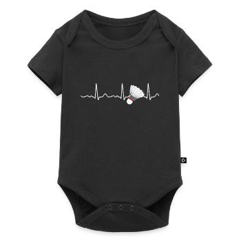 Badminton - Herzschlag / Herzlinie / Puls weiß - Baby Premium Kurzarmbody - Schwarz - Vorne