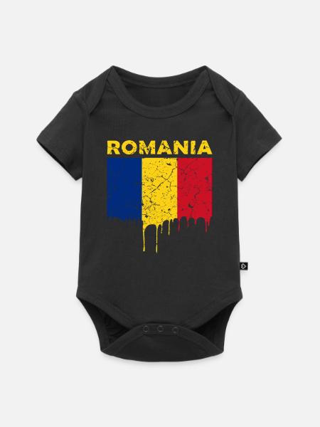 Rumänien - Baby Premium Kurzarmbody - Schwarz