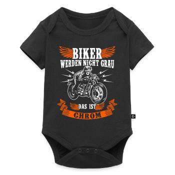 Motorrad fahren Shirt Geschenk Biker Chrom - Baby Premium Kurzarmbody - Schwarz - Vorne