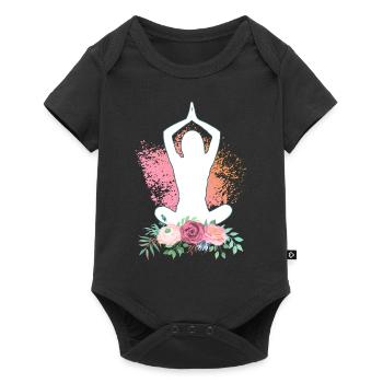 Vêtements de yoga Namaste Pour dames, Hommes Et Enfants - Body à manches courtes Premium Bébé - noir - Devant
